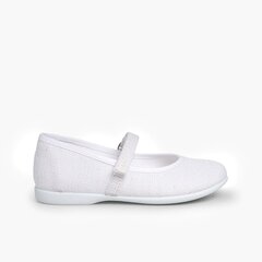 Chaussures babies en Lin avec à scratch fin pour filles Blanc