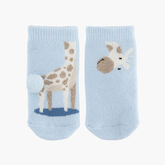 Chaussettes éponge girafe antidérapantes Bleu bébé