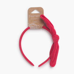 Bandeau en micro-velours côtelé avec nœud Rouge