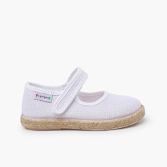 Chaussures babies lin semelle espadrille fermeture auto-agrippante Blanc
