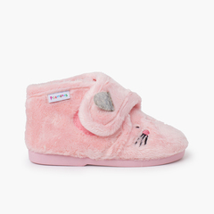 Chaussons animaux peluche Rose