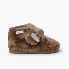 Chaussons animaux peluche Taupe