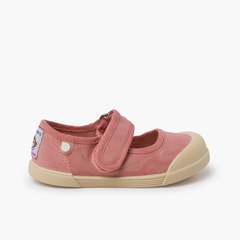 Chaussures babies barefoot souples toile Vieux Rose