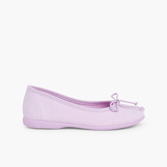 Ballerines pour Fille et Femme en Toile avec Ruban Mauve