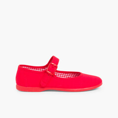 Chaussures en toile à boucle pour Fille (Grandes Tailles) Rouge