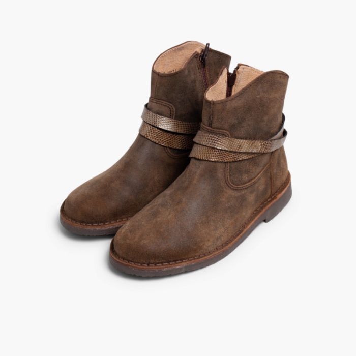 Bottes basses pour femme et fille avec bandes effet serpent