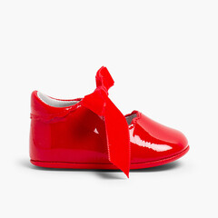 Chaussures Babies Vernis Nœud Velours  Rouge